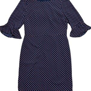 Navy Polka Dot Ruffle Sleeve Dress